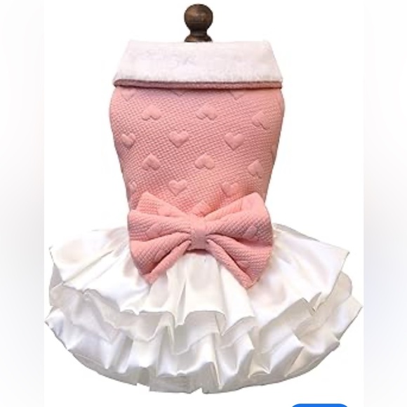 kessie Other - Kessie Princess Queen Fashion Model Pink and White Dog Dress with Bow